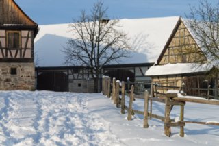Freilandmuseum Wackershofen bei Schnee
