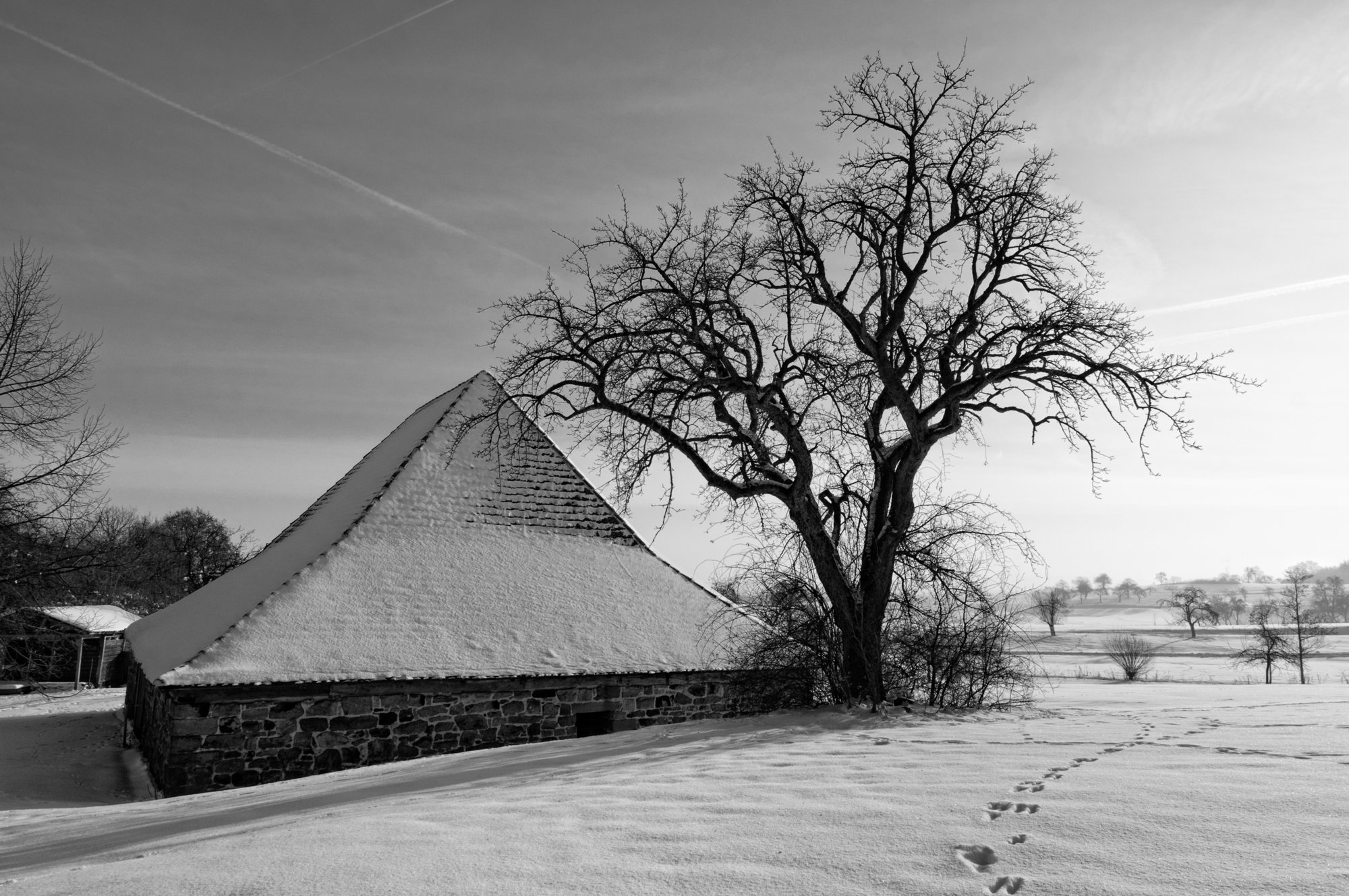 Freilandmuseum Wackershofen bei Schnee 