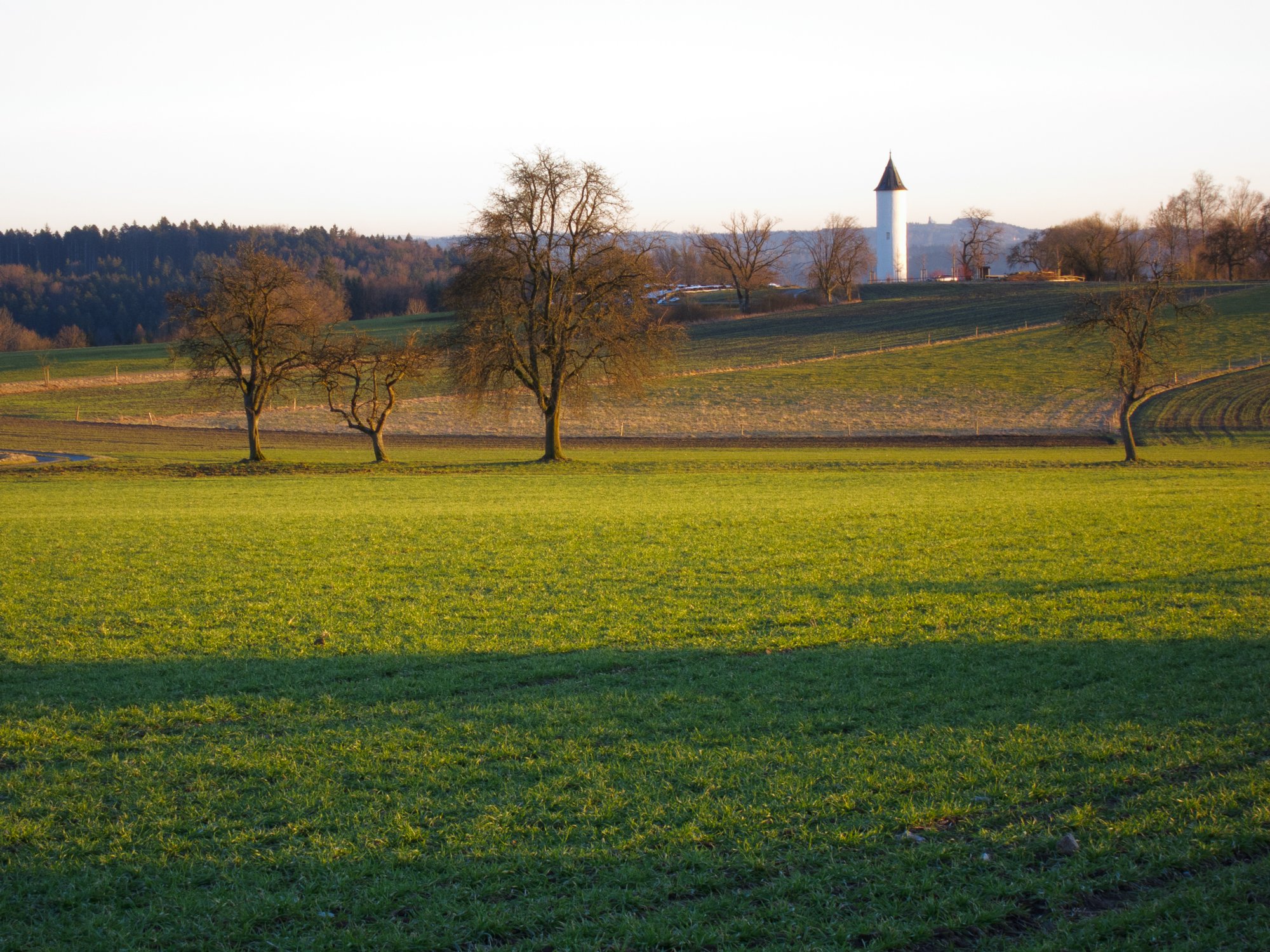 Oberrot Kornberg - Sittenhardt Spaziergang von Oberrot-Kornberg nach Sittenhardt. Wasserturm auf dem Kornberg. Blick Richtung Hagbergturm (Gschwend).